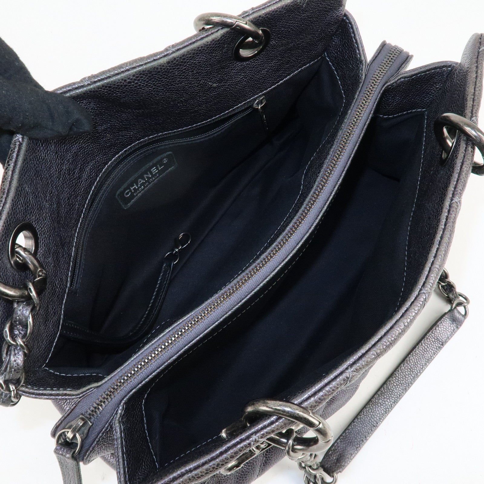 CHANEL Matelasse COCO Mark Leather Chain Tote Bag Shoulder Bag Used