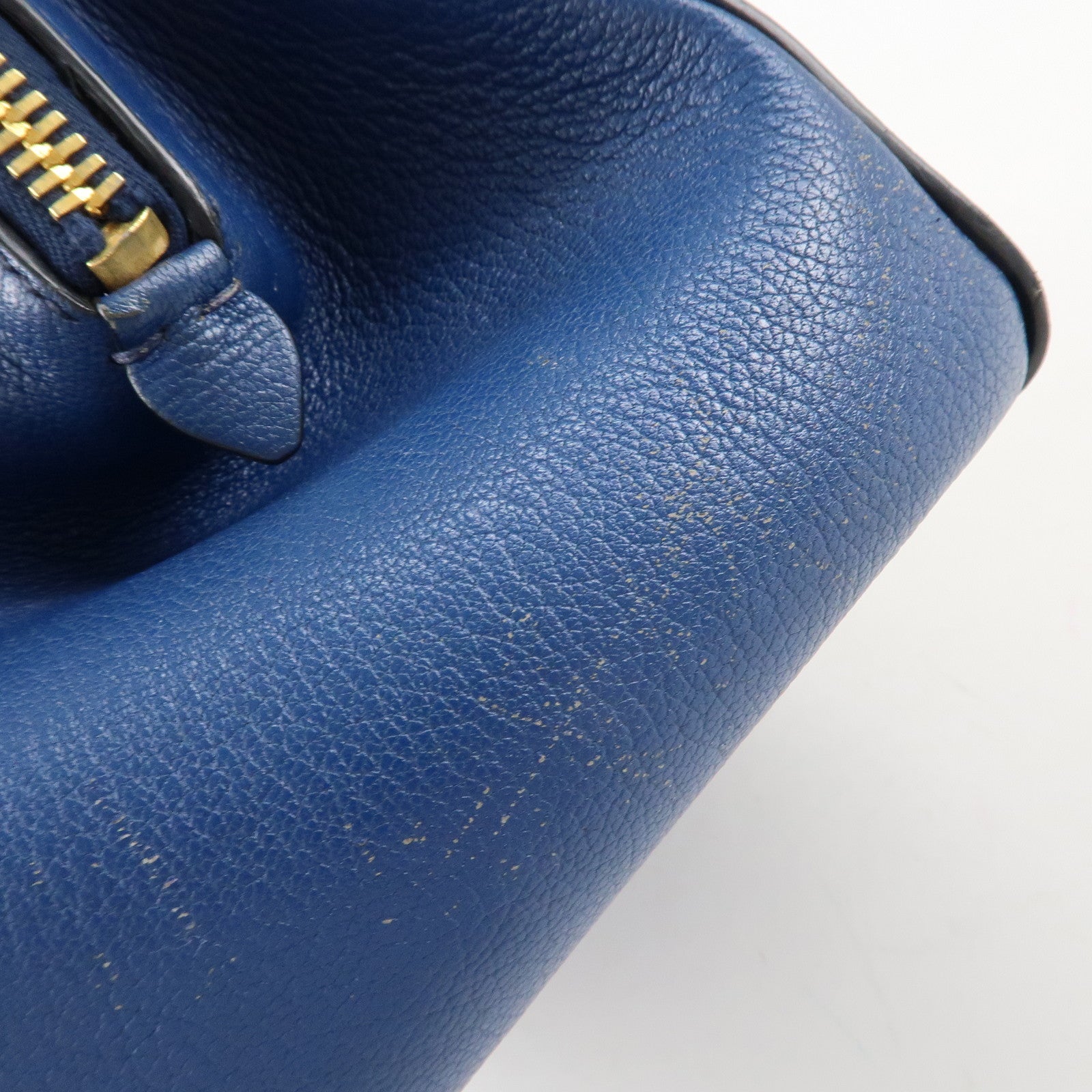 MIU MIU Leather 2Way Shoulder Bag Hand Bag Blue Gold HDW Used