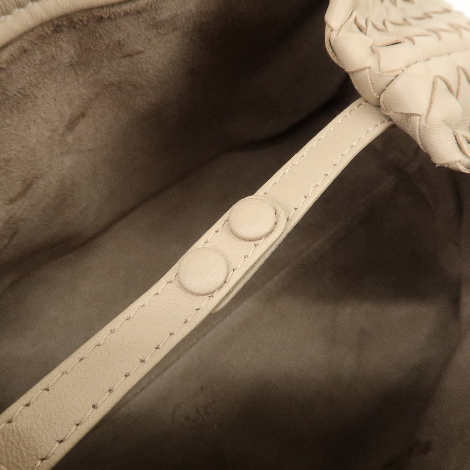 BOTTEGA VENETA Intrecciato Leather Embroidery Tote Bag Beige Used