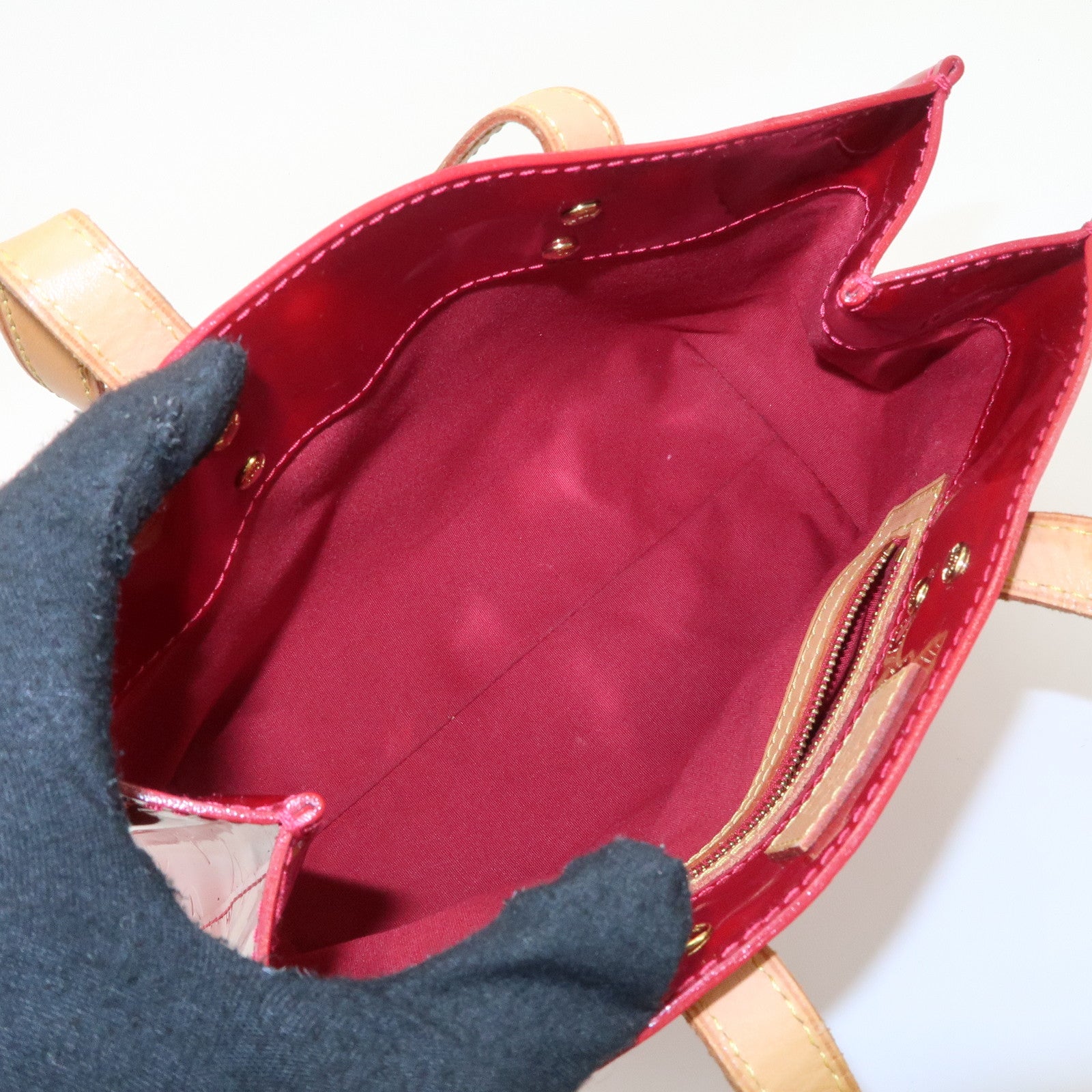 Louis Vuitton Monogram Vernis Lead PM Hand Bag Red M91990 Used