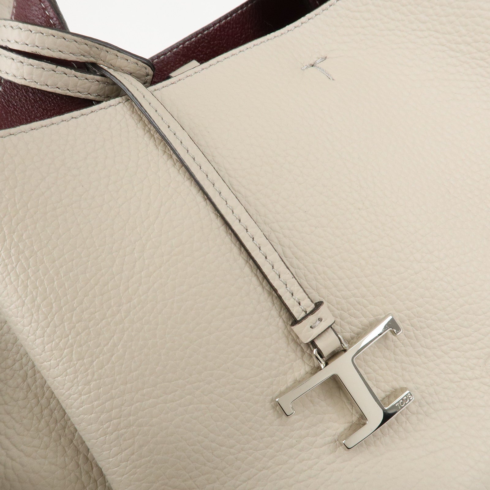 TOD'S T Timeless Leather Bag Mini Shoulder Bag Hand Bag Gray Used