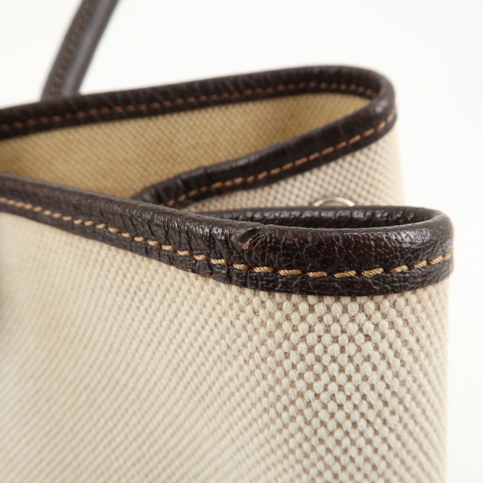 HERMES Toile Ash Leather Garden Party I Stamped (around 2005) Used