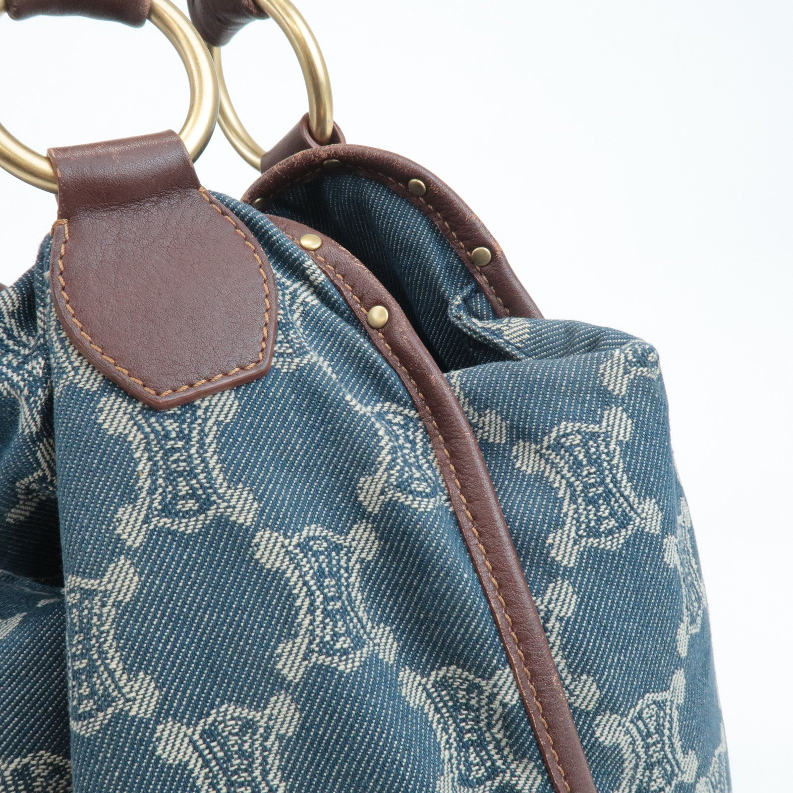 CELINE Macadam Denim Leather Bitter Sweet Shoulder Bag Used