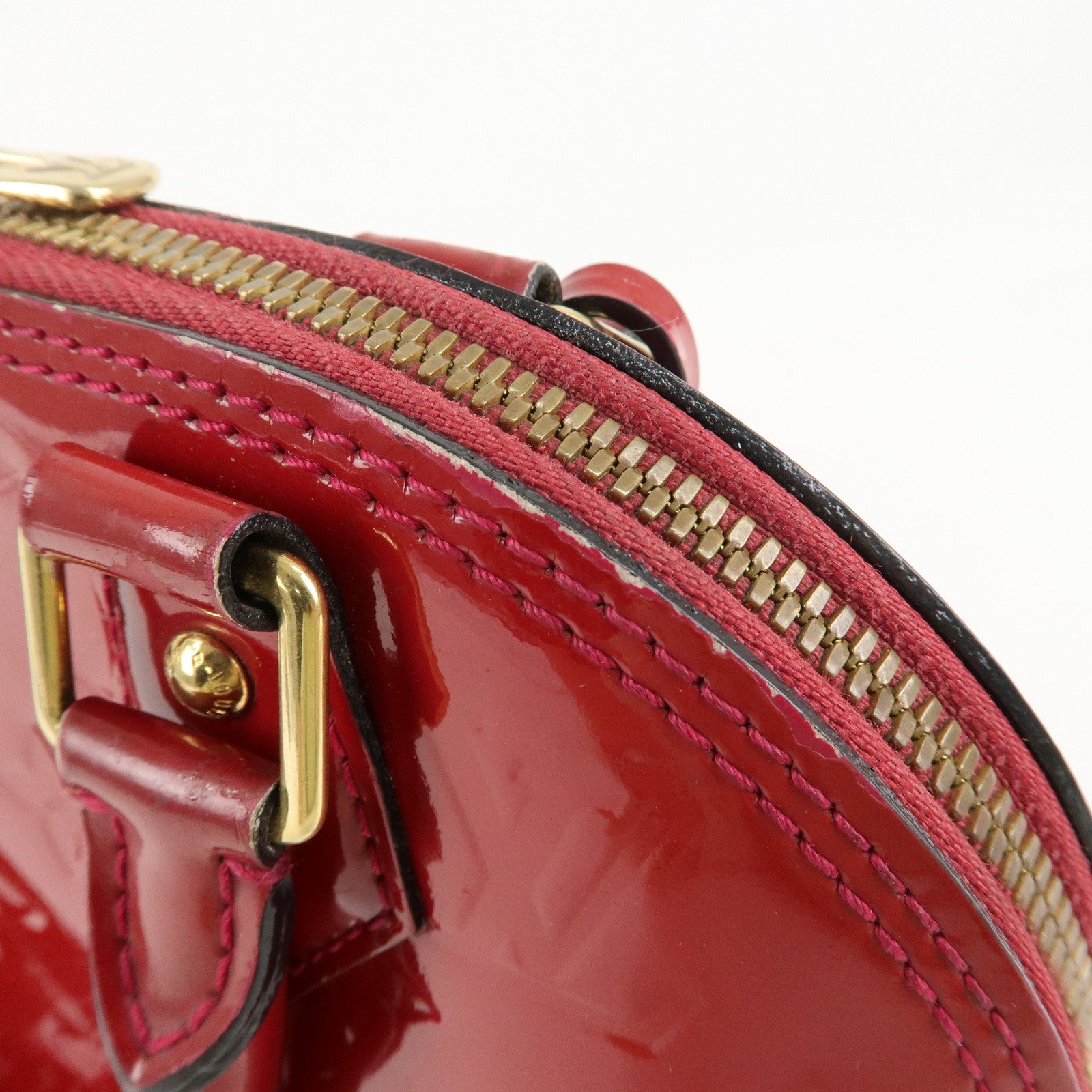 Louis Vuitton Monogram Vernis Alma BB 2Way Bag Red M91606 Used