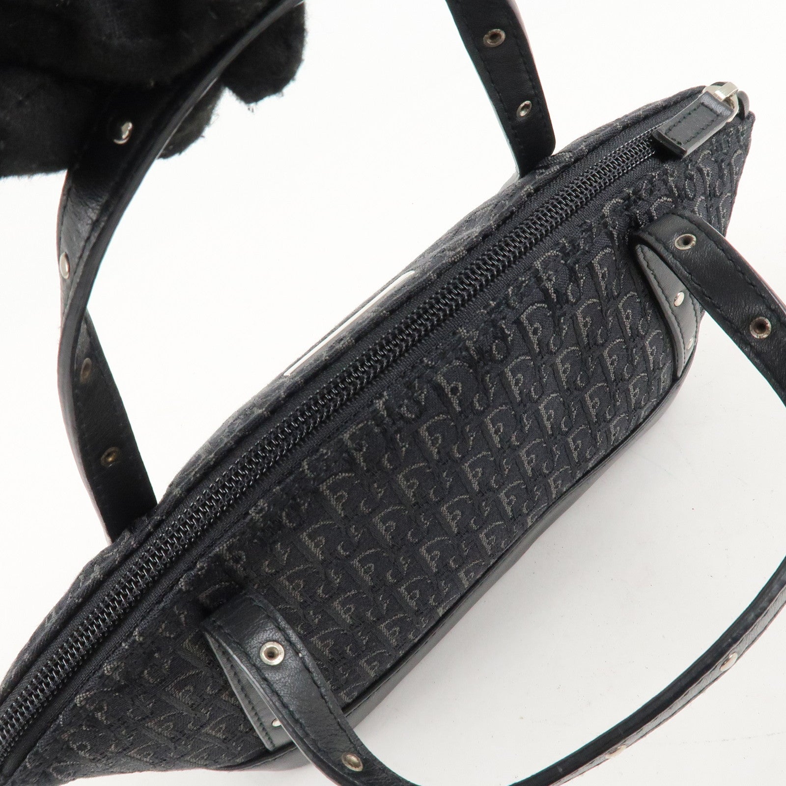 Christian Dior Trotter Canvas Leather Shoulder Bag Hand Bag Black Used
