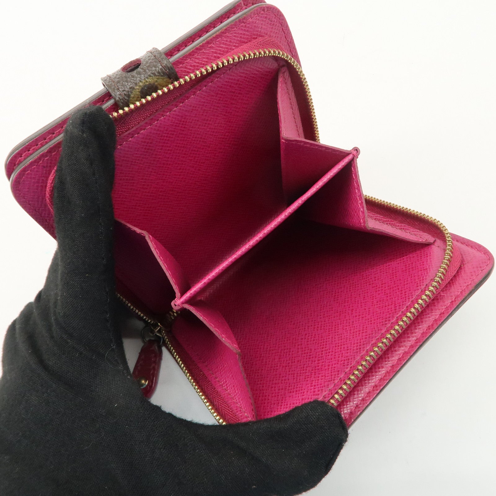 Louis Vuitton Monogram Perfor Compact Zip Wallet Fuchsia M95188 Used