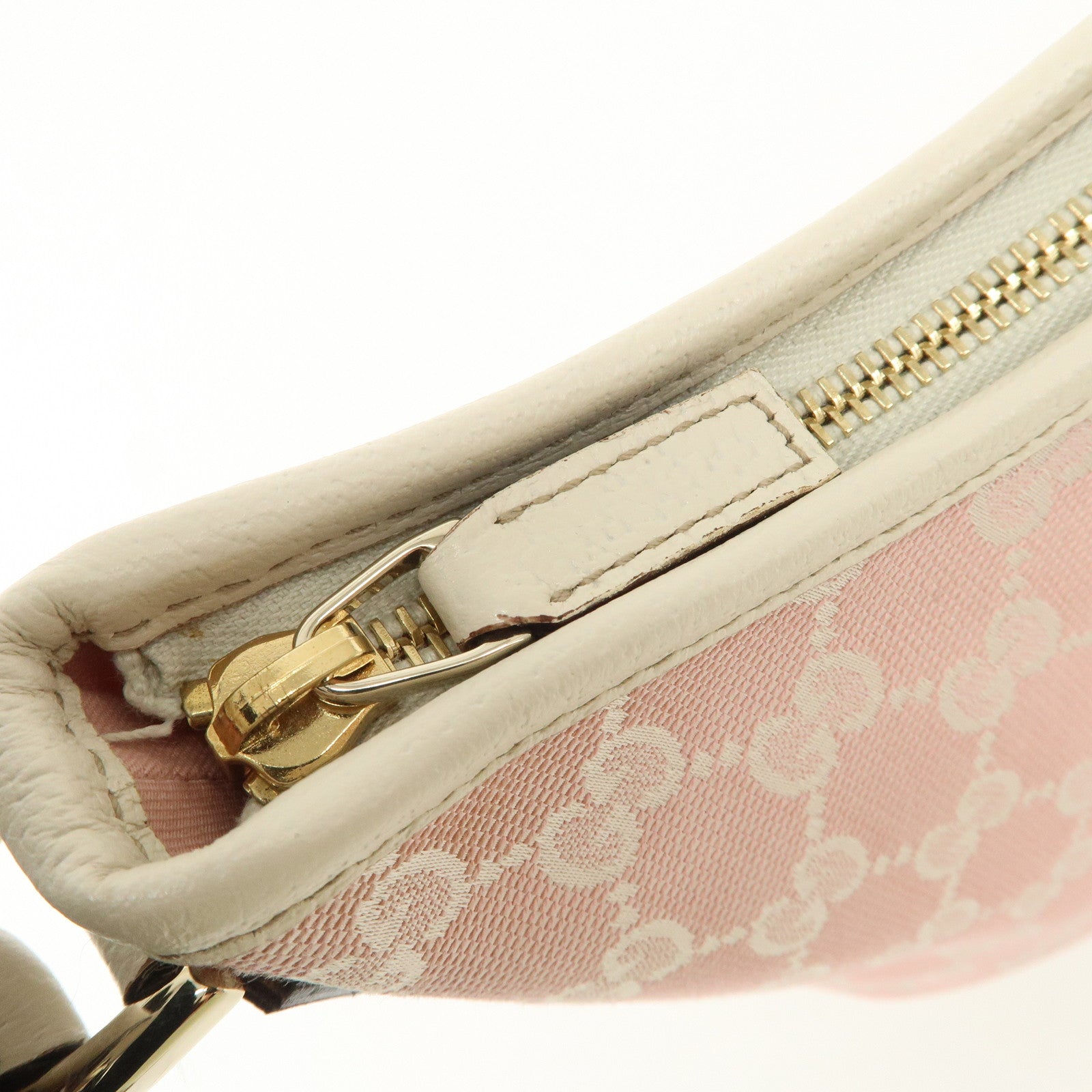 GUCCI Abbey GG Canvas Leather Shoulder Bag Ivory Pink 130738 Used