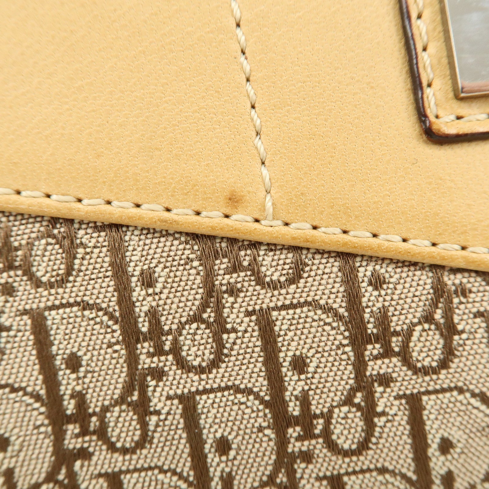 Christian Dior Trotter Canvas Leather Shoulder Bag Beige Used