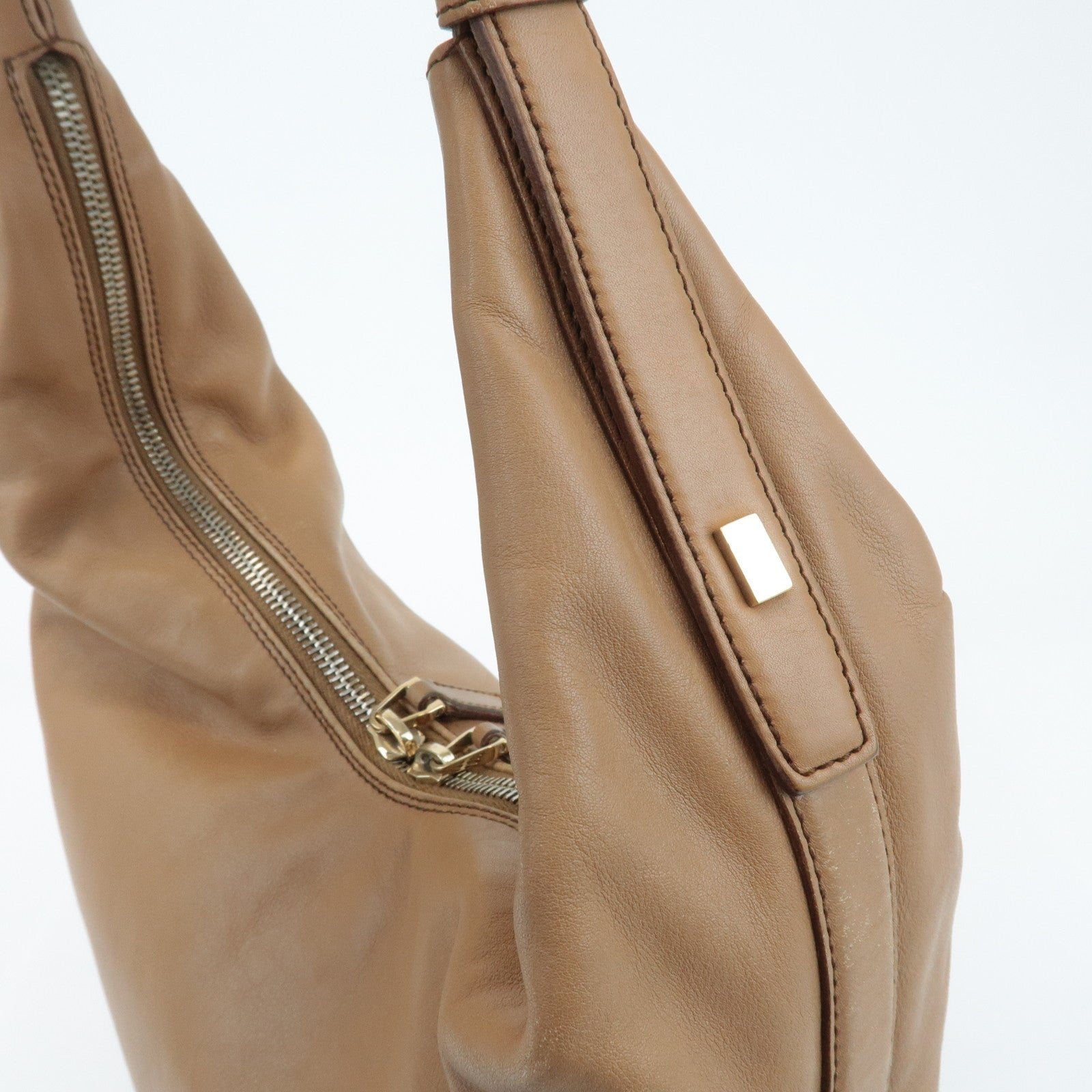 GUCCI Leather One Shoulder Bag Beige 001.4288 Used