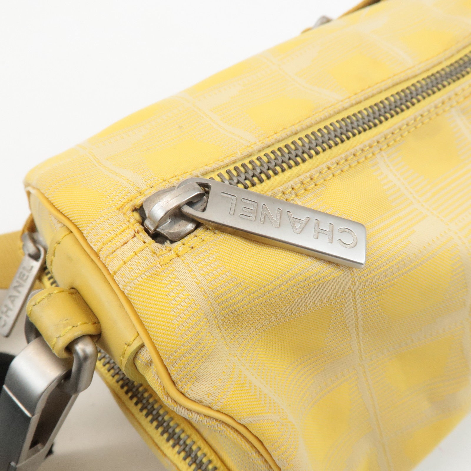 CHANEL New Travel Line Nylon Jacquard Leather Shoulder Bag A17669 Used