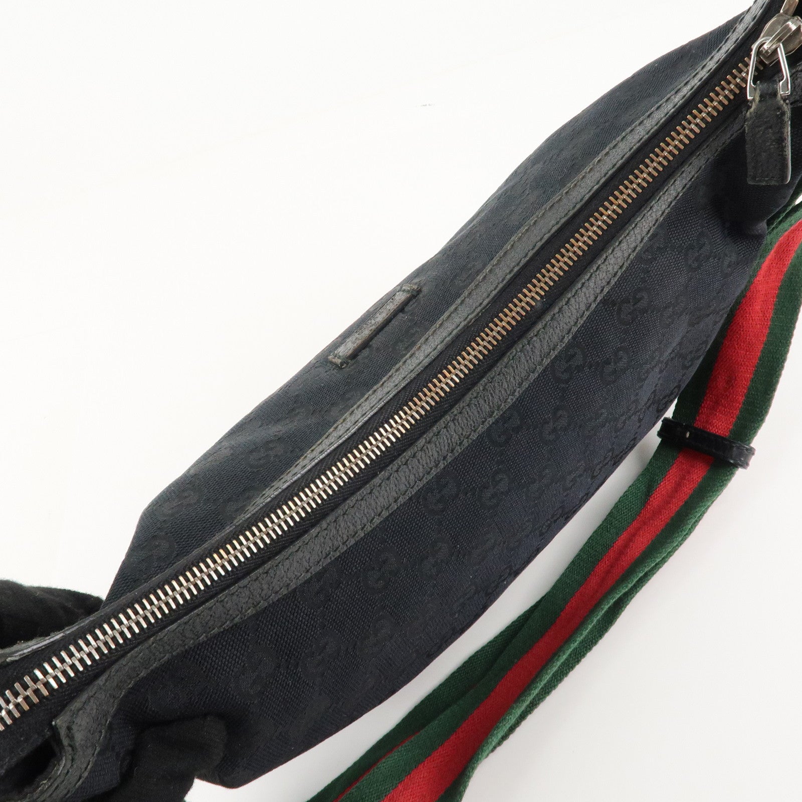 GUCCI Sherry GG Canvas Leather Shoulder Bag Black 181092 Used