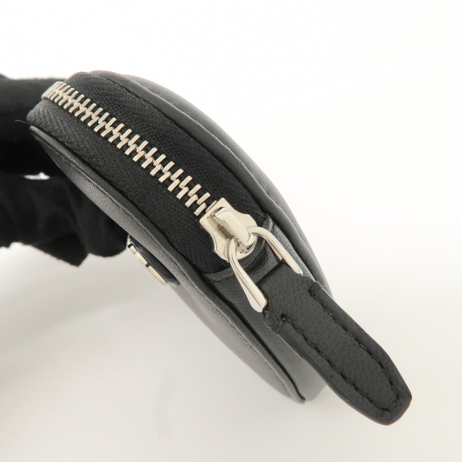 BVLGARI Leather AMBUSH Serpenti Heart Zipper Coin Case Black Used