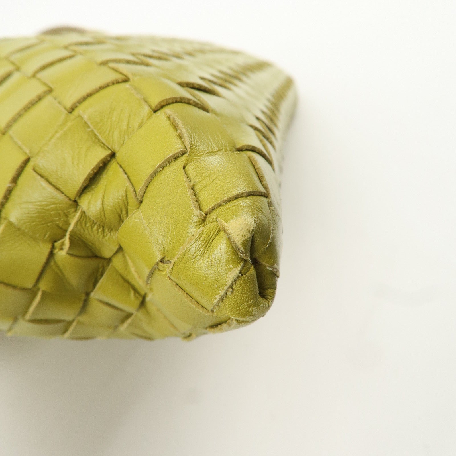 BOTTEGA VENETA Intrecciato Leather Shoulder Bag Yellow Used