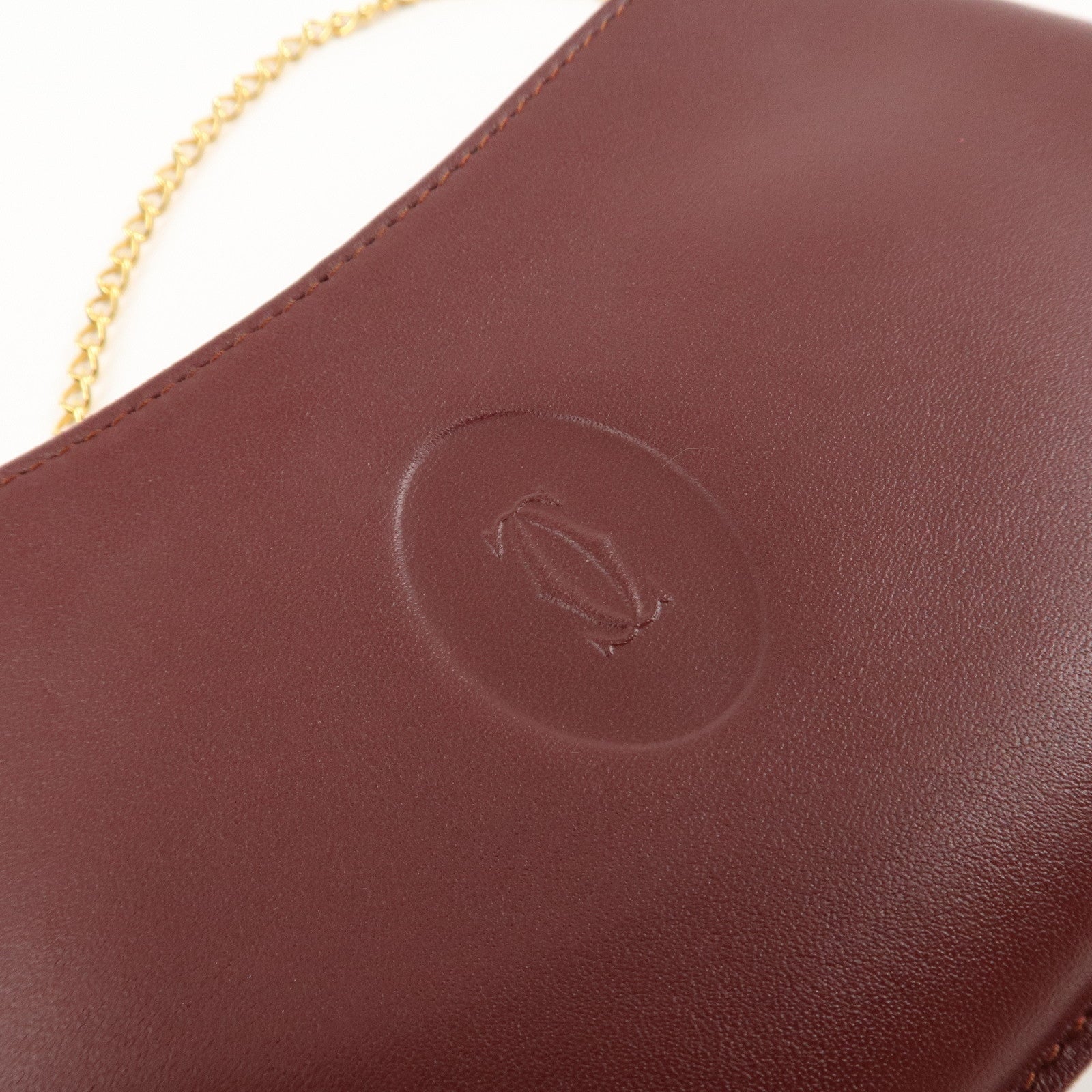 Cartier Must Line Must Do Leather Chain Strap Pouch Bordeaux Used