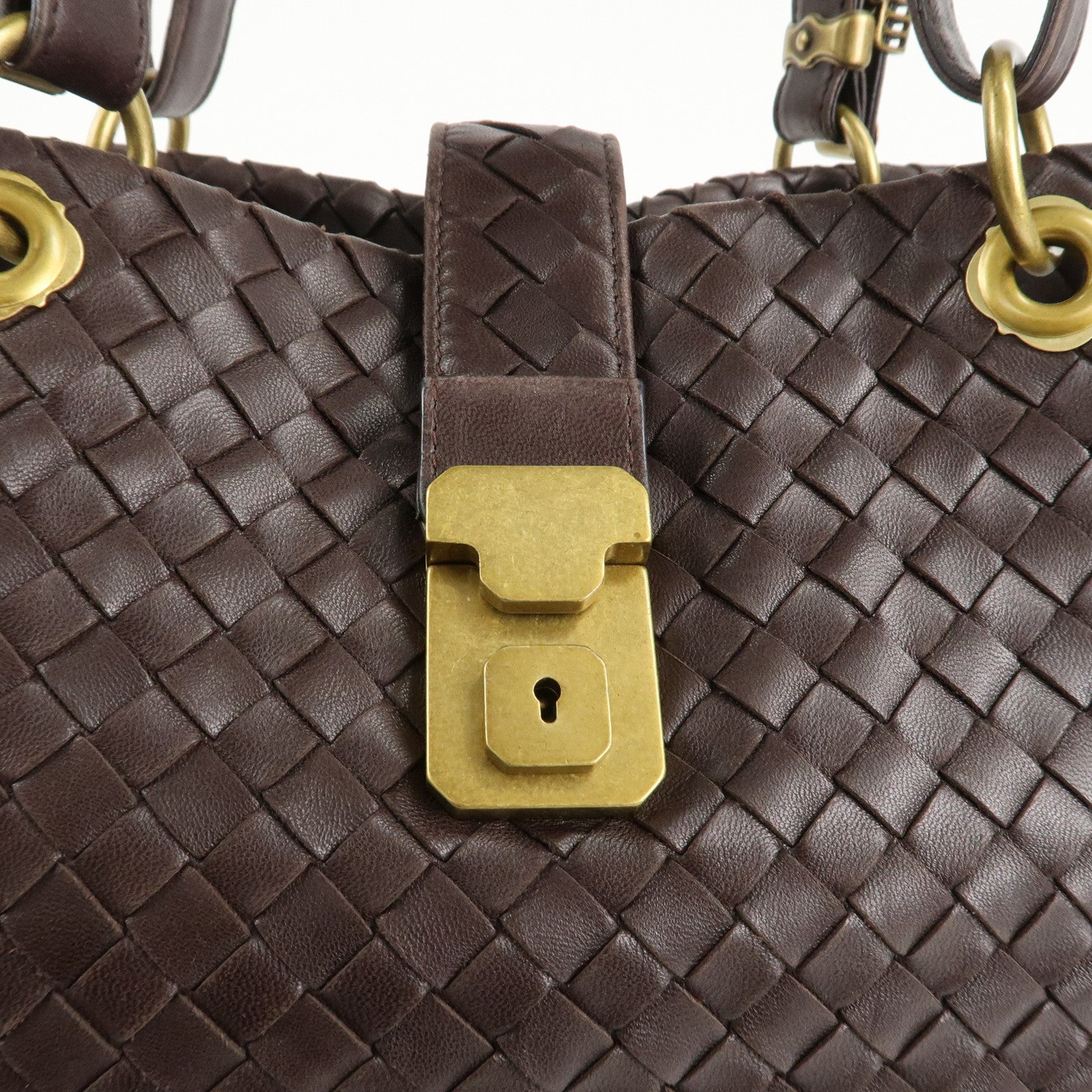 BOTTEGA VENETA Intrecciato Leather Tote Bag Dark Brown 162197 Used