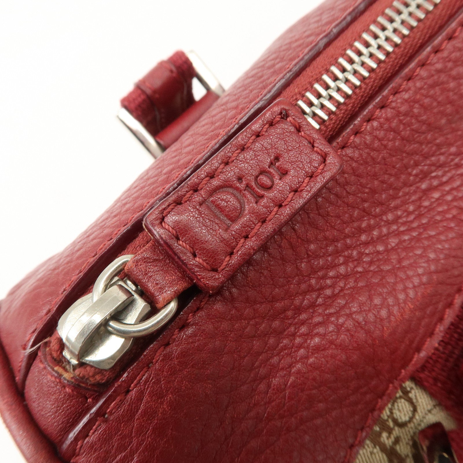 Christian Dior Street Chic Trotter Canvas Leather Boston Bag Used