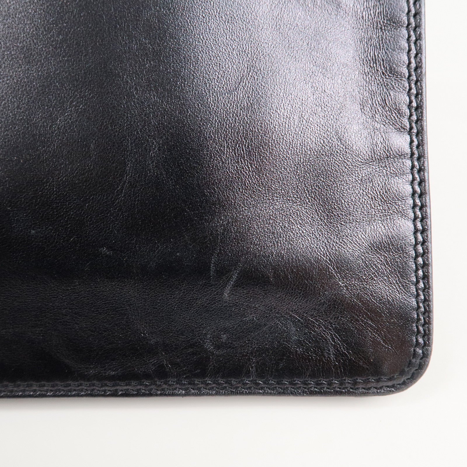 CHANEL Leather Logo Shoulder Bag Hand Bag Black Used