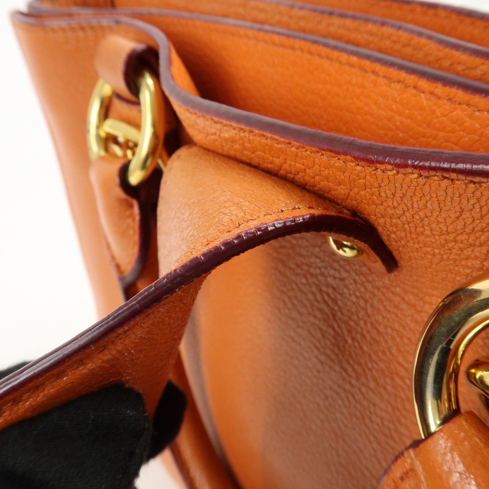 MIU MIU Madras Leather 2WAY Bag Hand Bag Orange RN0799 Used