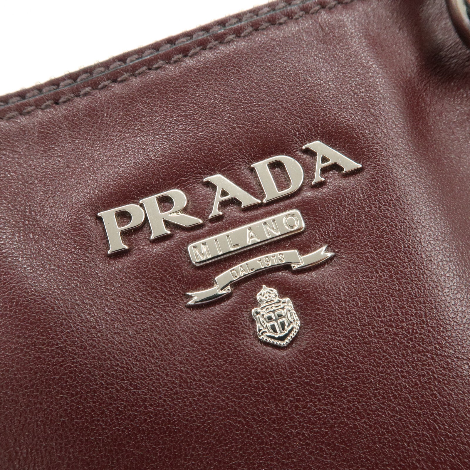 PRADA Leather 2Way Bag Hand Bag Shoulder Bag Bordeaux BN2866 Used