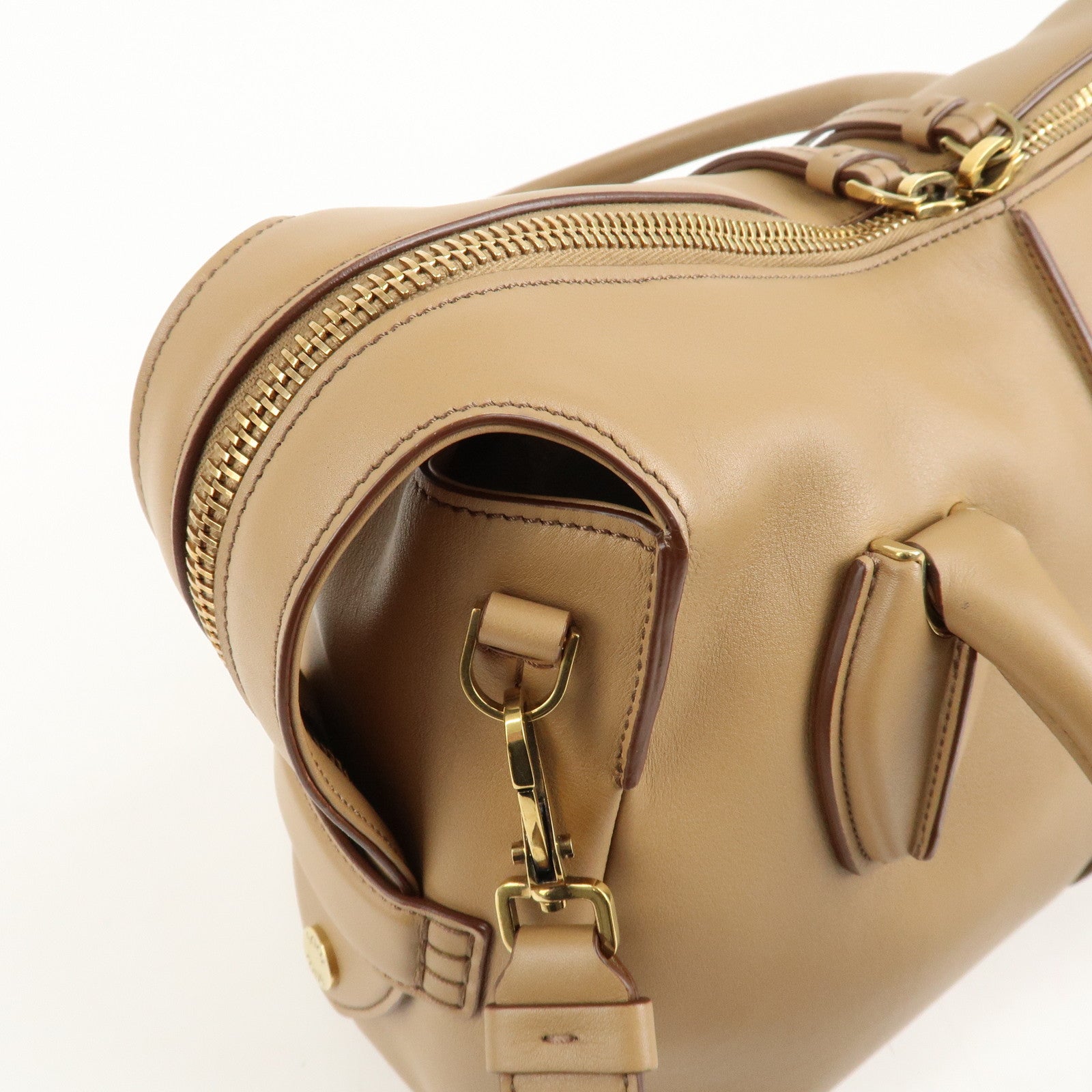 TOD'S D Styling Leather 2Way Shoulder Bag Hand Bag Beige Used