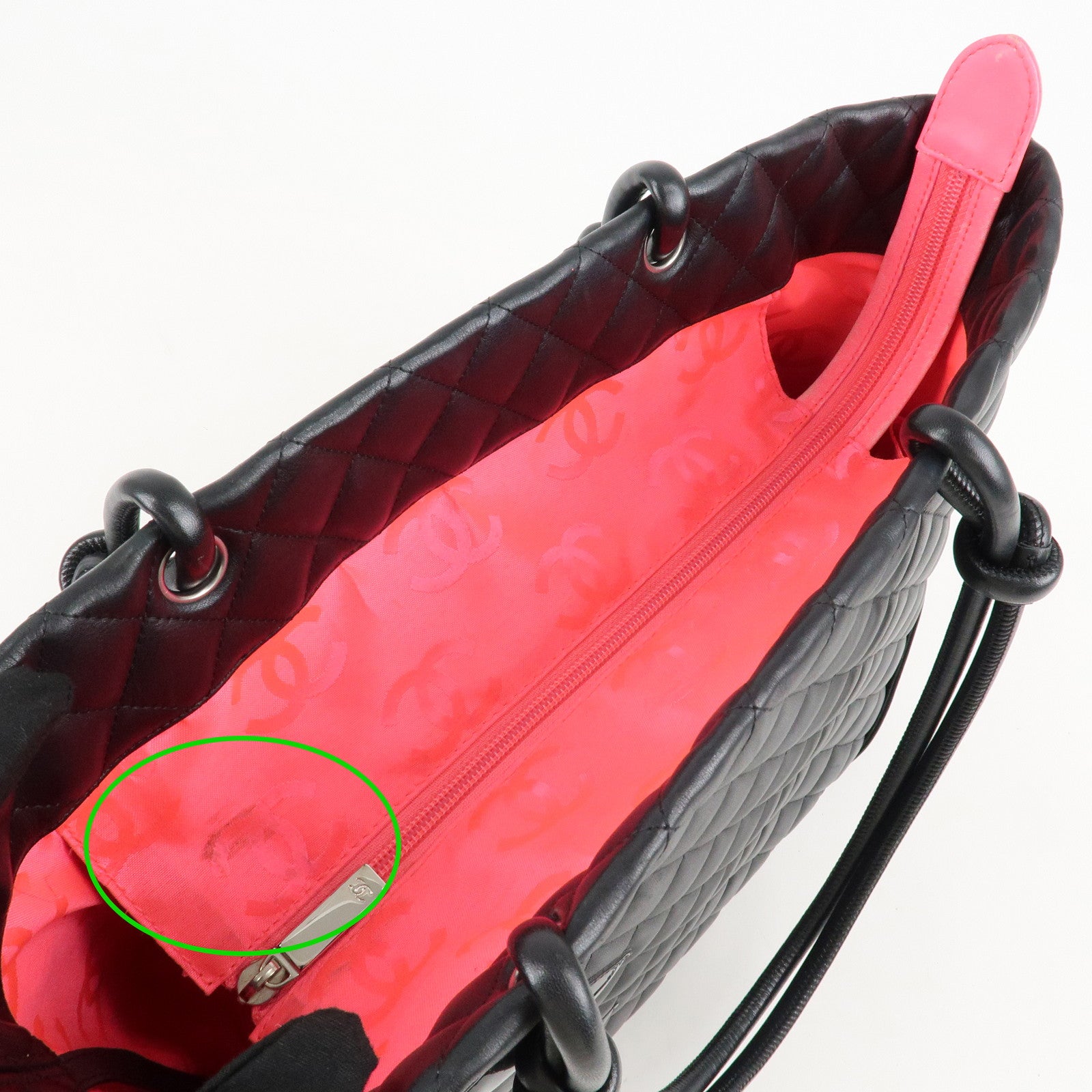 CHANEL Cambon Line Lambskin COCO Mark Large Tote Bag A25169 Used