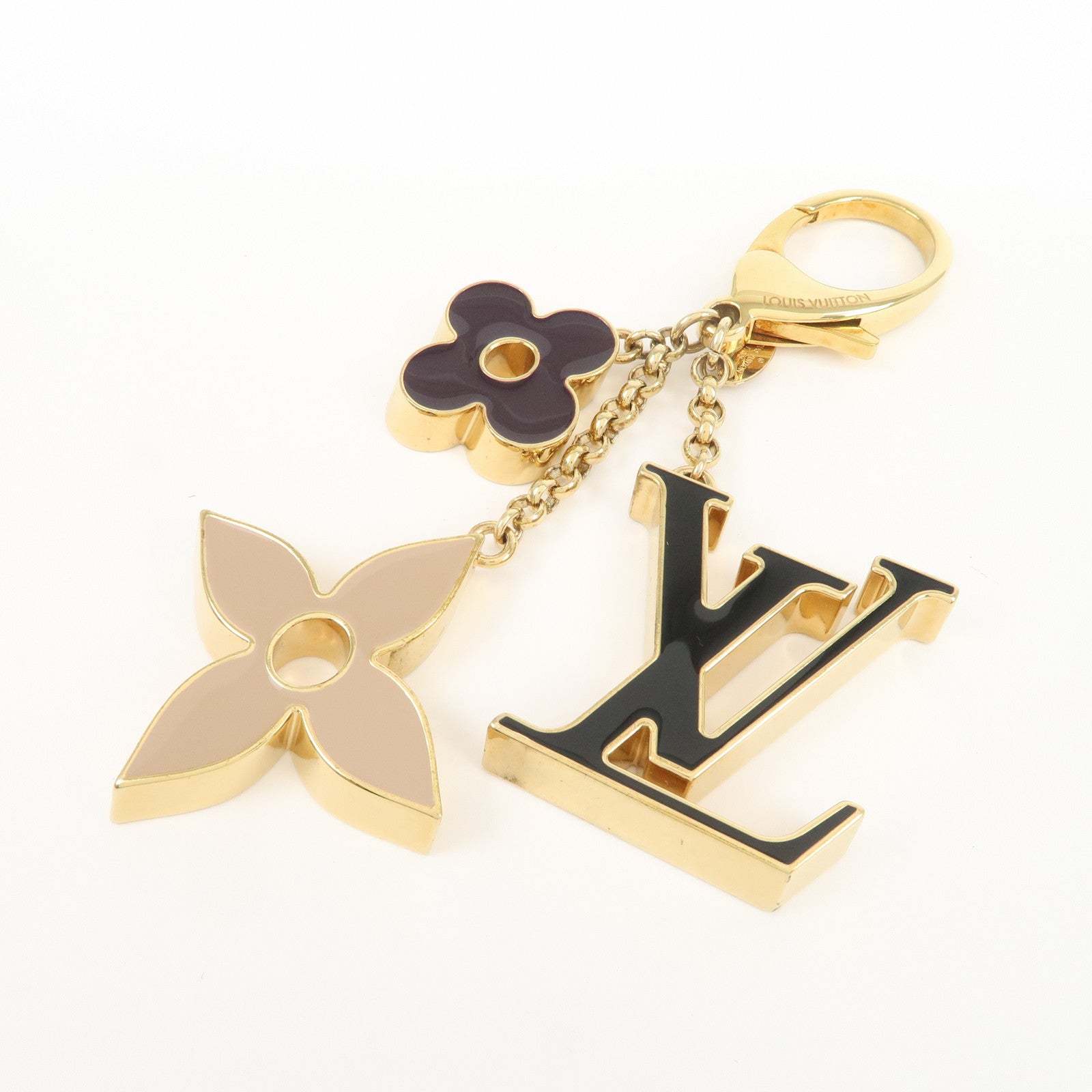 Louis Vuitton Fleur de Monogram Key Chain Bag Charm Gold M67119