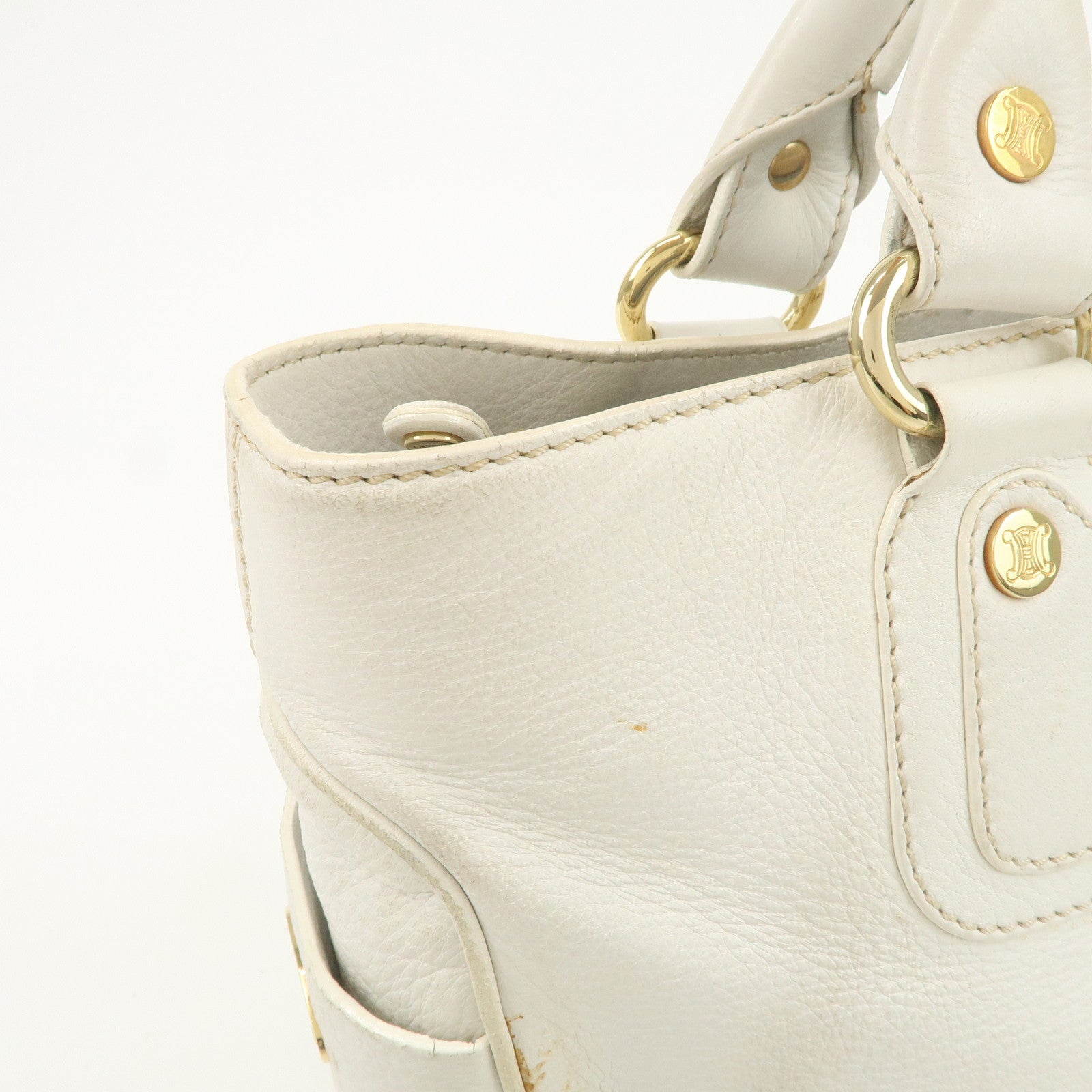 CELINE Leather Boogie Bag Hand Bag Tote Bag Ivory