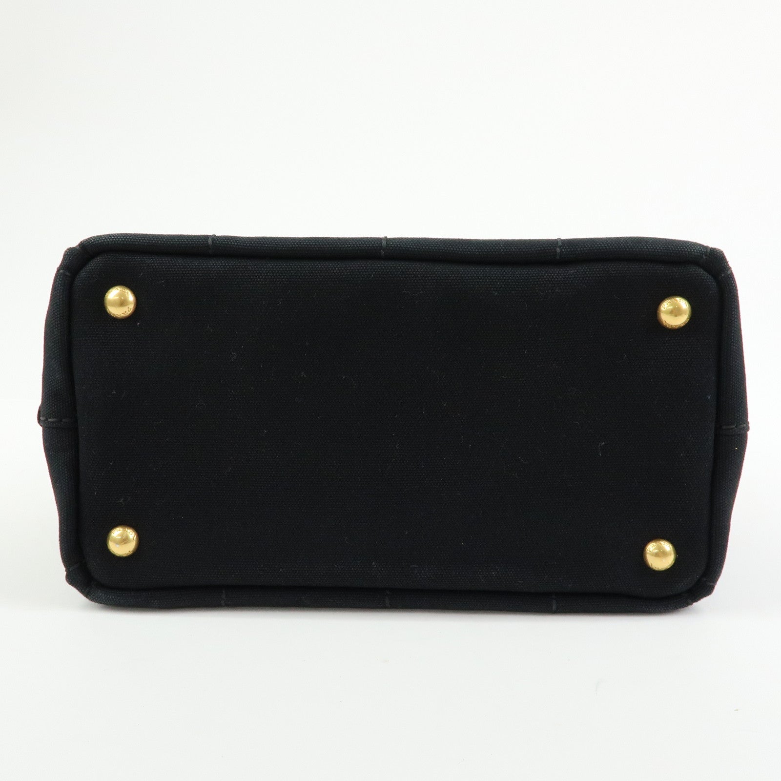 PRADA Canapa Triangle Logo Canvas Tote Bag Hand Bag Black
