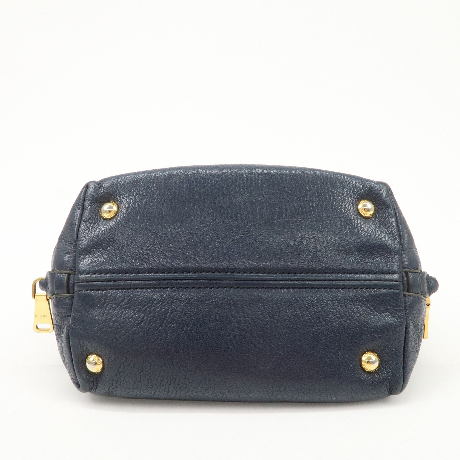 MIUMIU Matelasse Leather 2Way Bag Hand Bag Navy 5BA003
