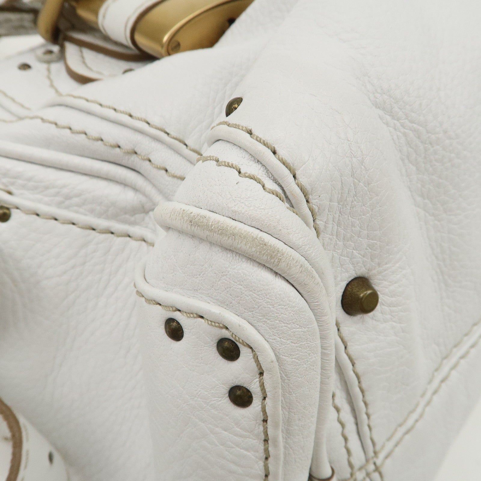 Chloe Padington Leather Hand Bag Shoulder Bag White Used