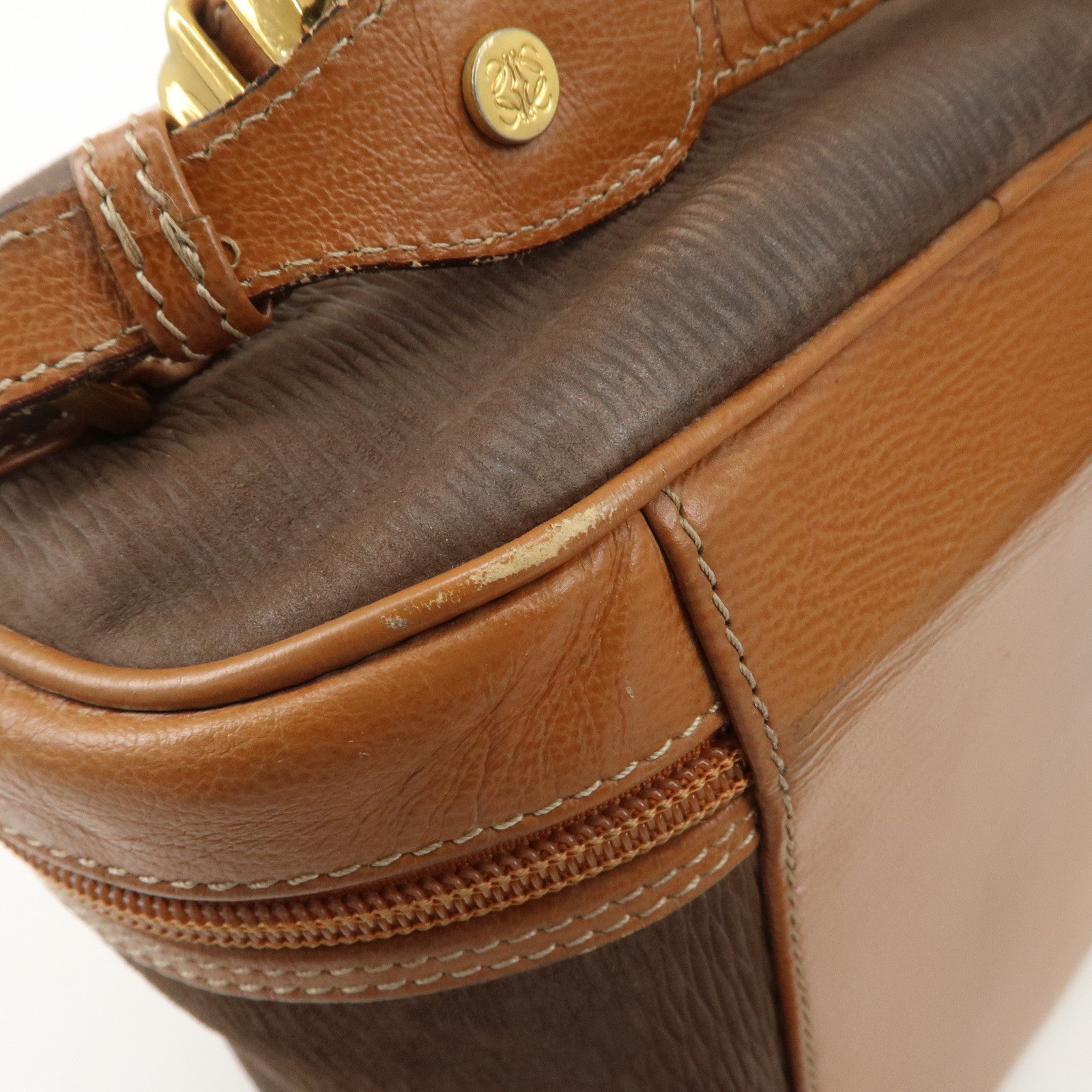 LOEWE Velazquez Suede Leather 2 Way Bag Brown Dark Brown Used