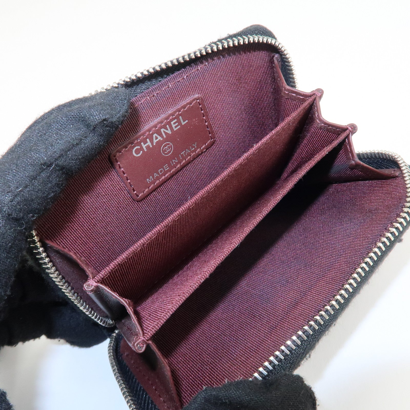 CHANEL Matelasse Caviar Skin Around Zipper Coin Case Black AP0216 Used