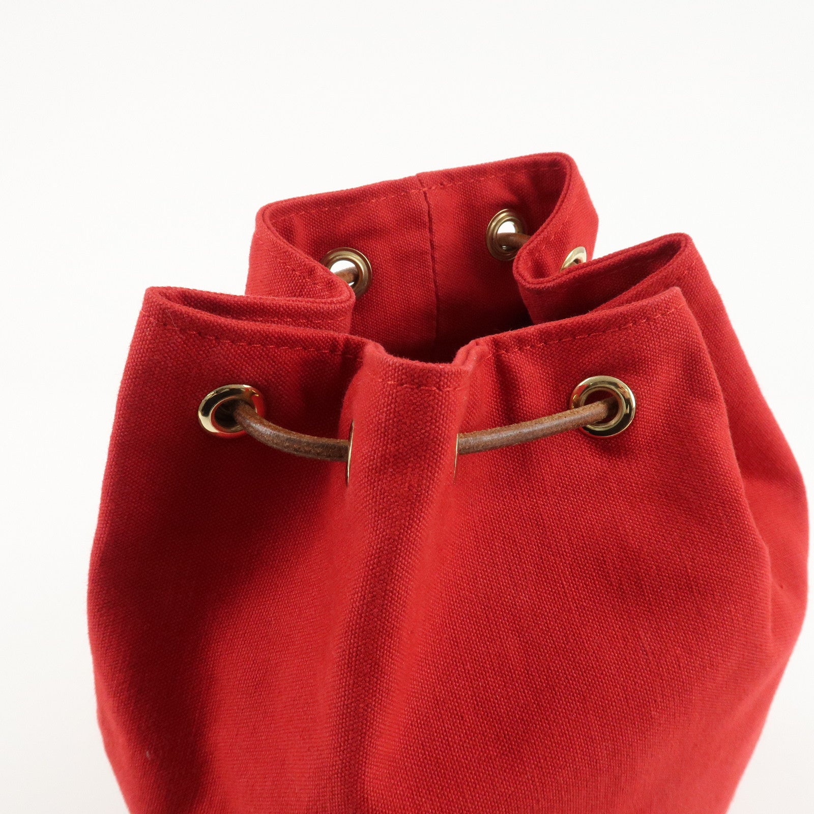 HERMES Canvas Leather Porochon Mimil PM Shoulder Bag Red Used