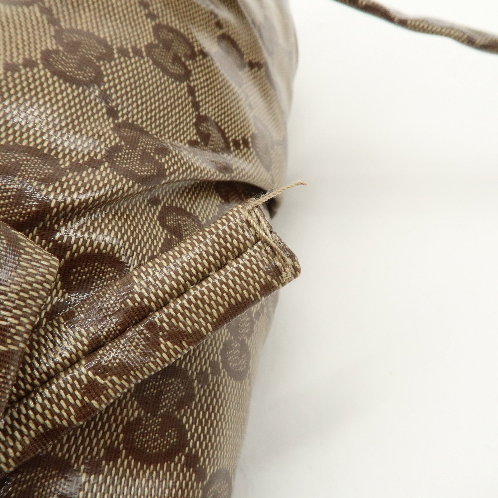 GUCCI Hysteria GG Crystal Leather Pouch Beige Brown 203632 Used