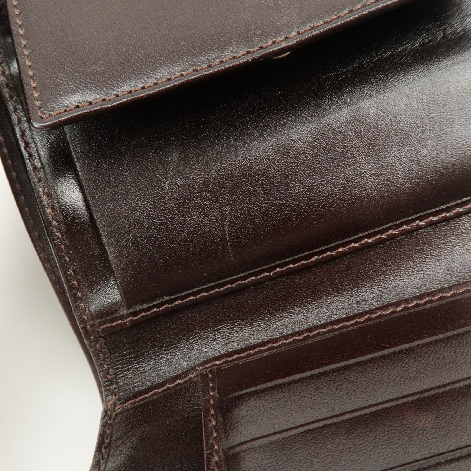 FENDI Zucca Canvas Leather Hook Tri-fold Wallet Brown 30729 Used