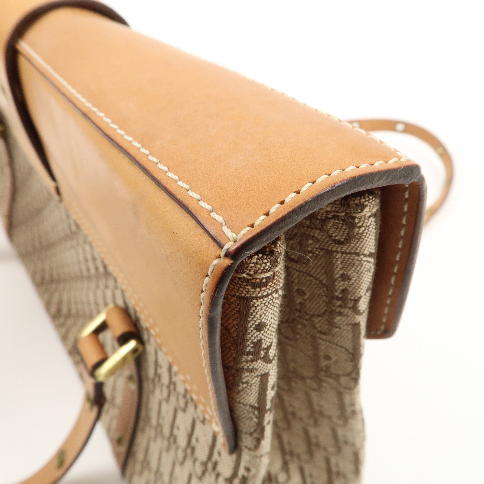 Christian Dior Trotter Street Chic Canvas Leather Shoulder Bag Used