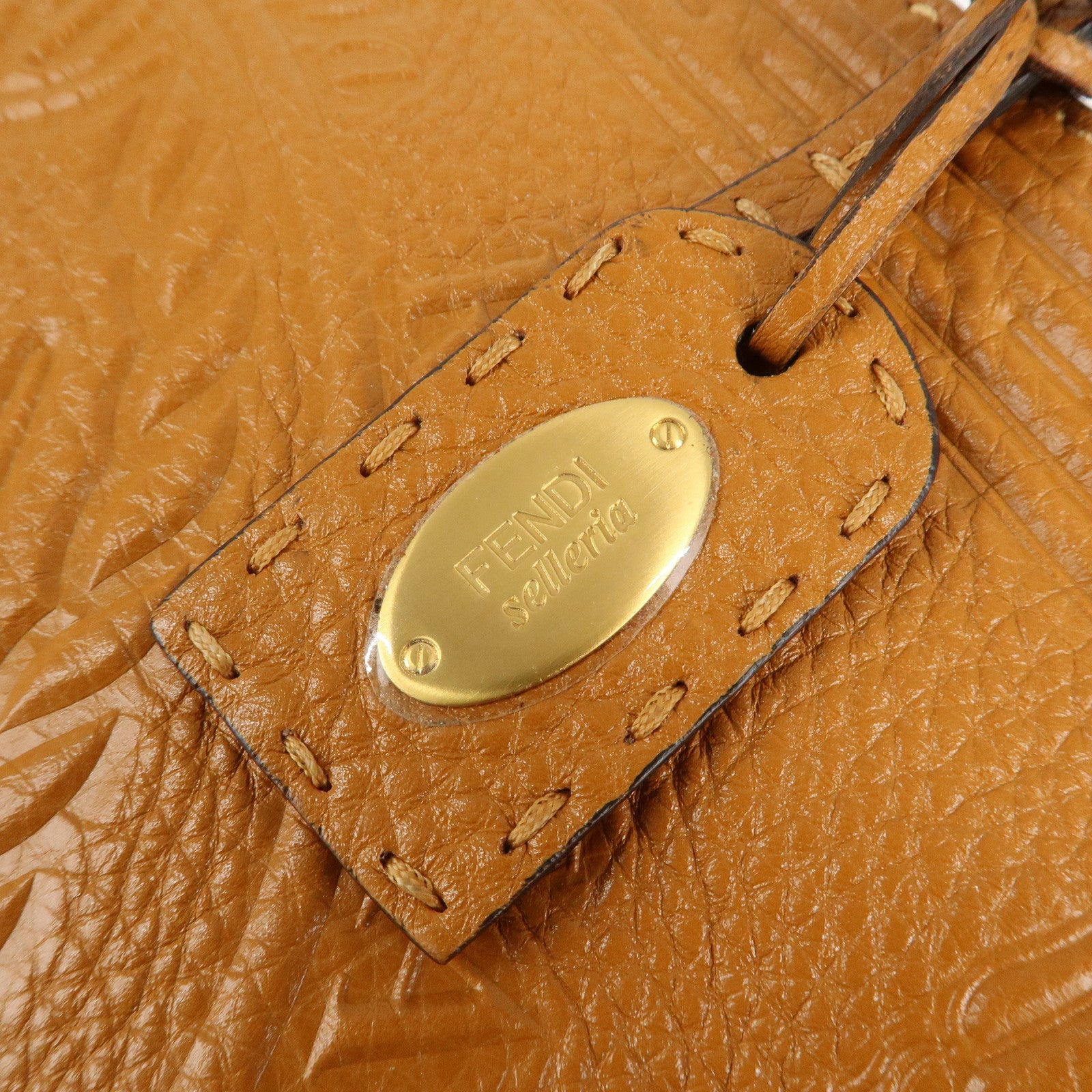 FENDI Selleria Leather Tote Bag Shoulder Bag Brown 8BH185 Used