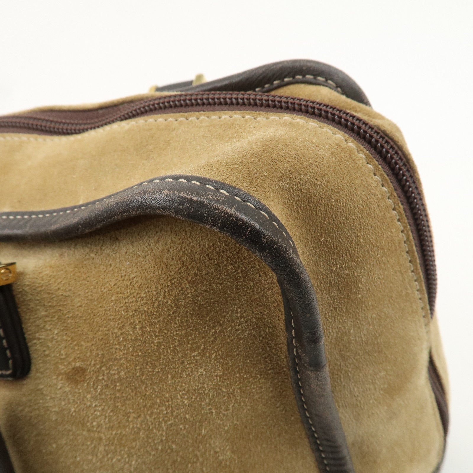 LOEWE Anagram Suede Leather Amazona 32 Hand Bag Beige Brown Used