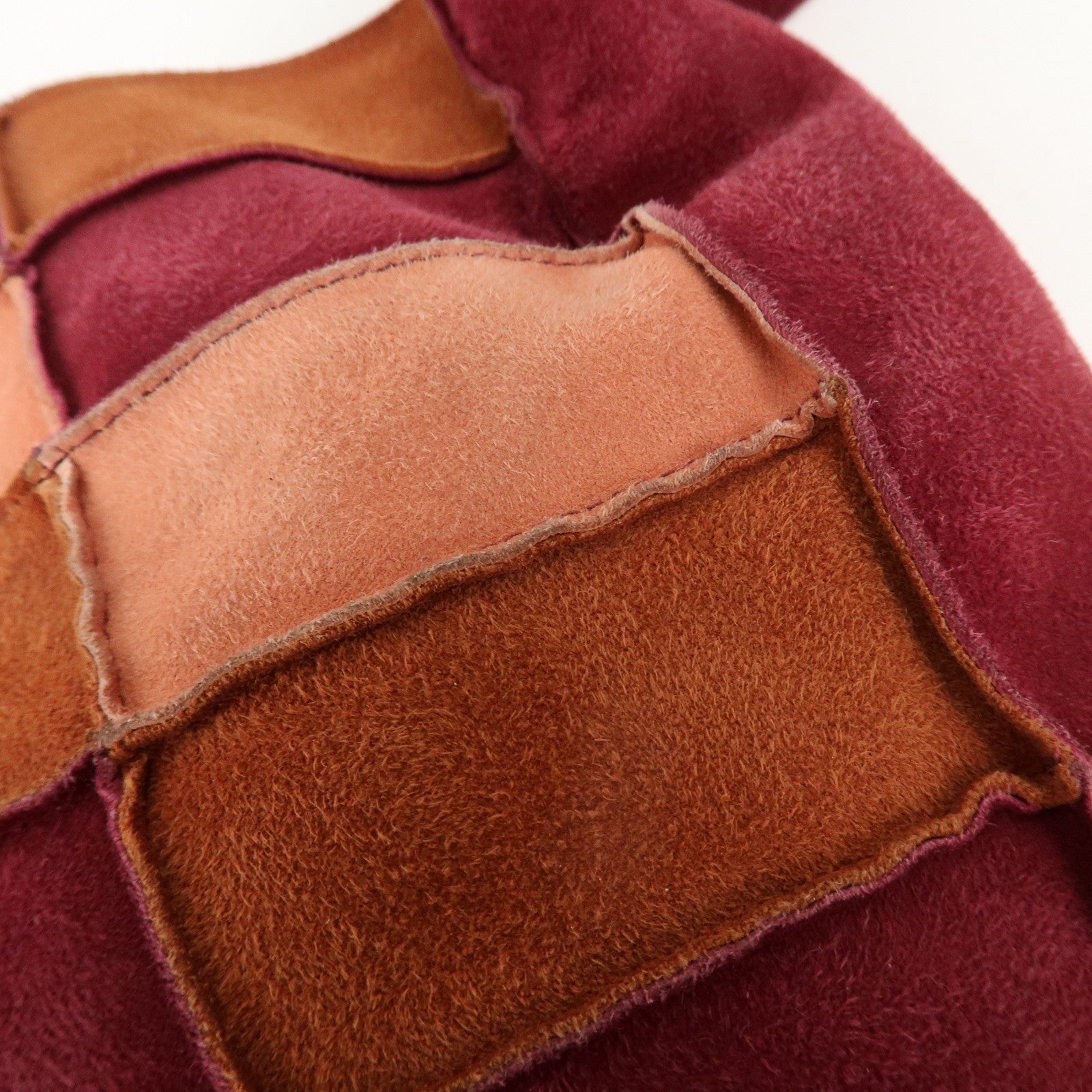 CHANEL Suede Patchwork Shoulder Bag Beige Brown Wine Red Used