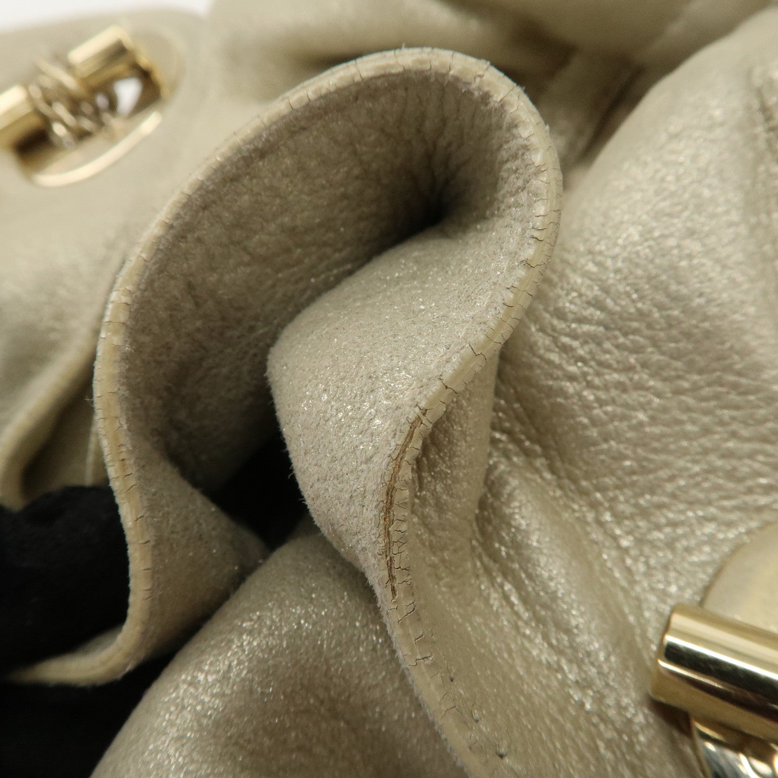 Christian Dior Leather Chain Shoulder Bag Tote Bag Silver Used