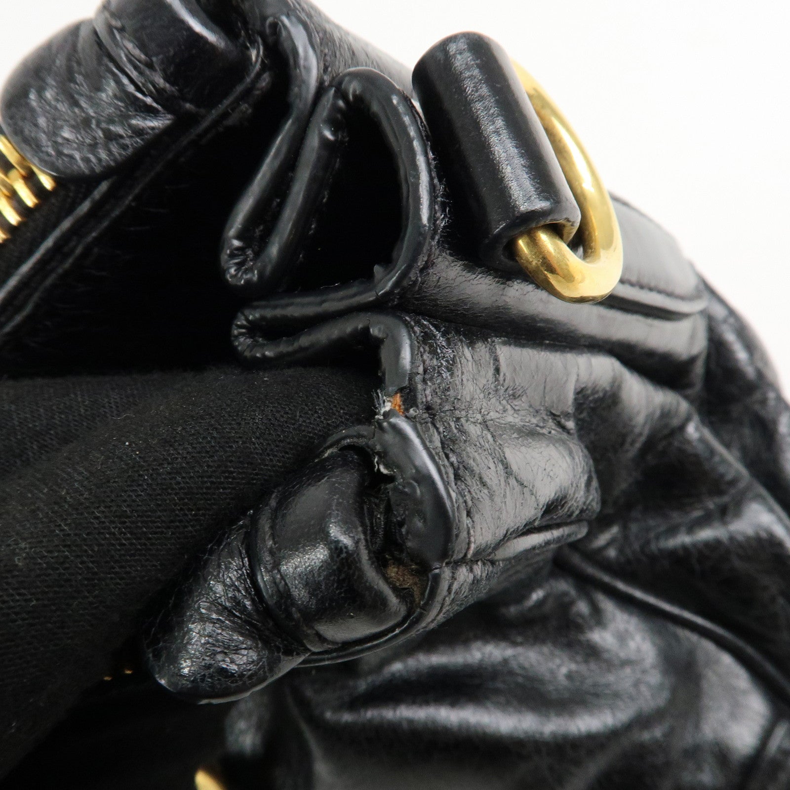 PRADA Leather 2Way Hand Bag Shoulder Bag Black BN2324 Used