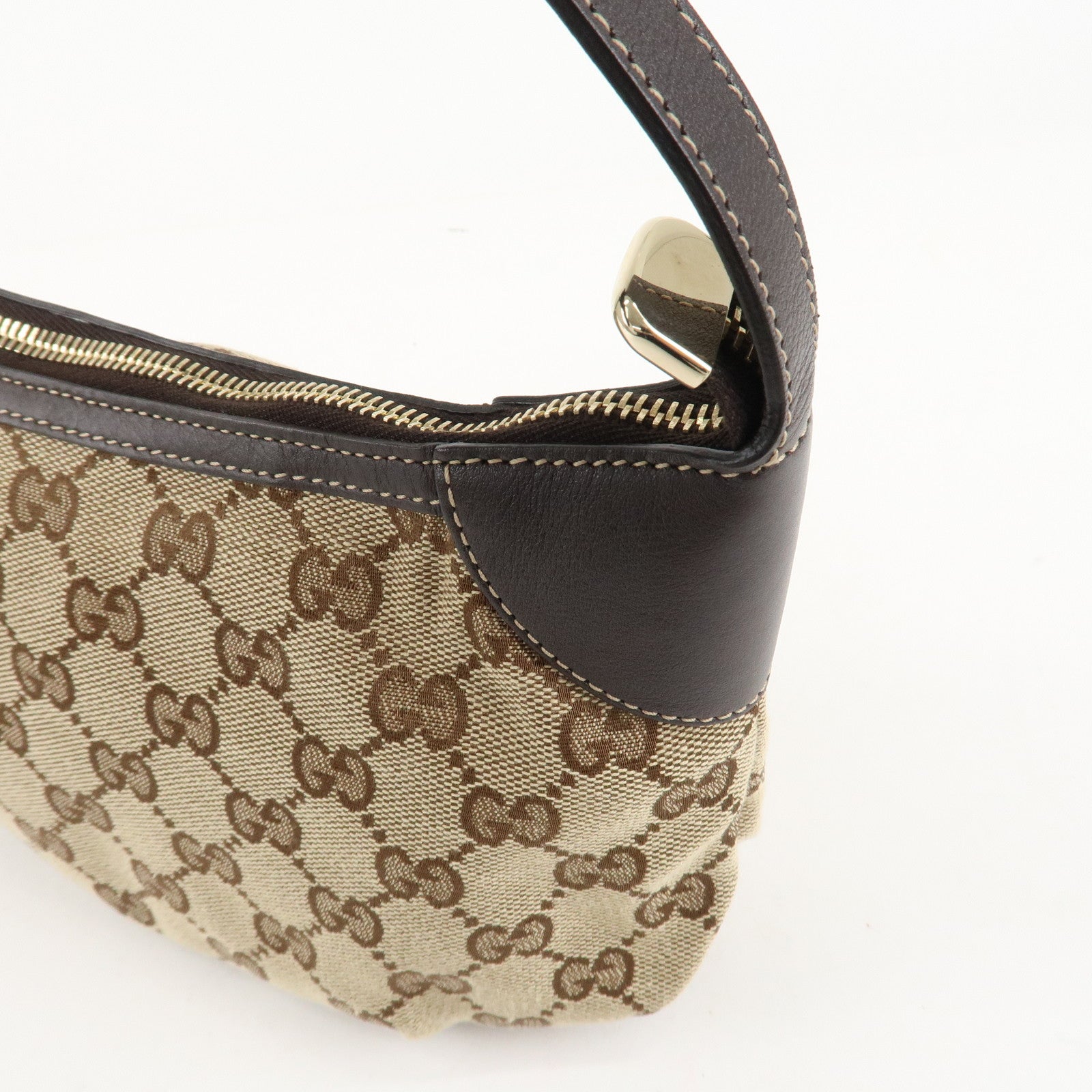 GUCCI Sherry GG Canvas Leather Shoulder Bag Beige Brown 224093 Used