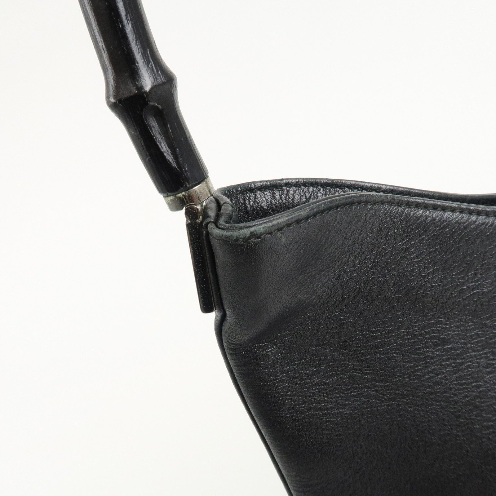 GUCCI Bamboo Leather One-Shoulder Bag Balck 001.3244.001998 Used
