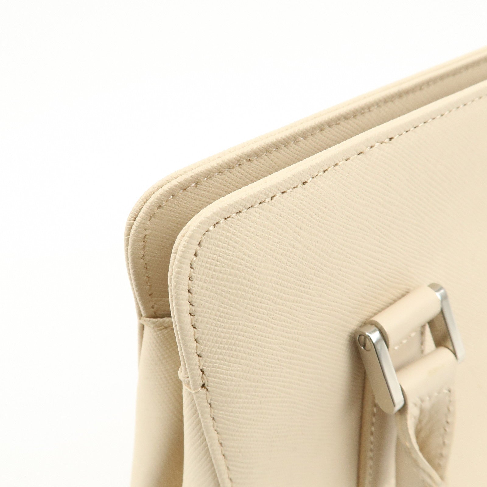 BURBERRY Leather Hand Bag Beige Used