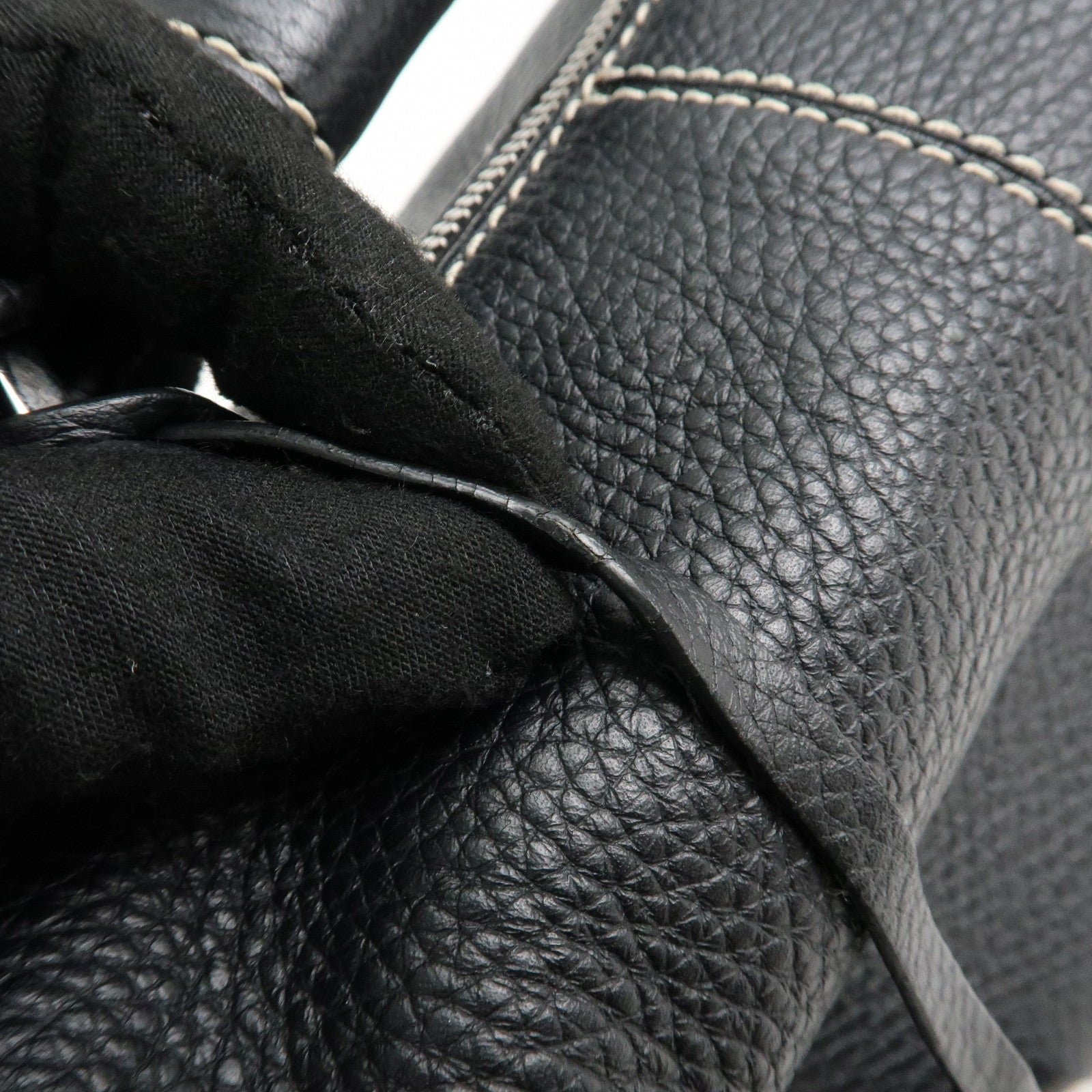 TOD'S Leather Shoulder Bag Hand Bag Black Silver Hardware Used