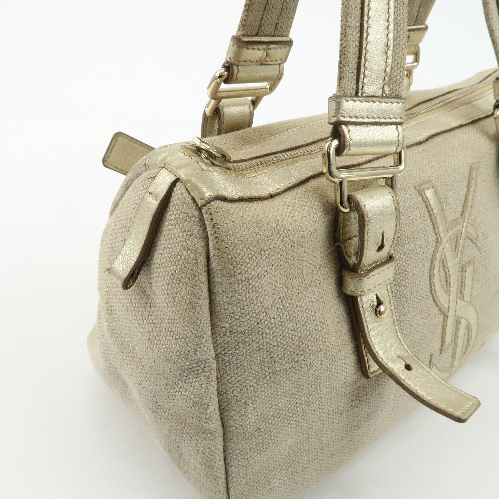 YVES SAINT LAURENT Rive Gauche Kahara Canvas Leather Mini Boston Used