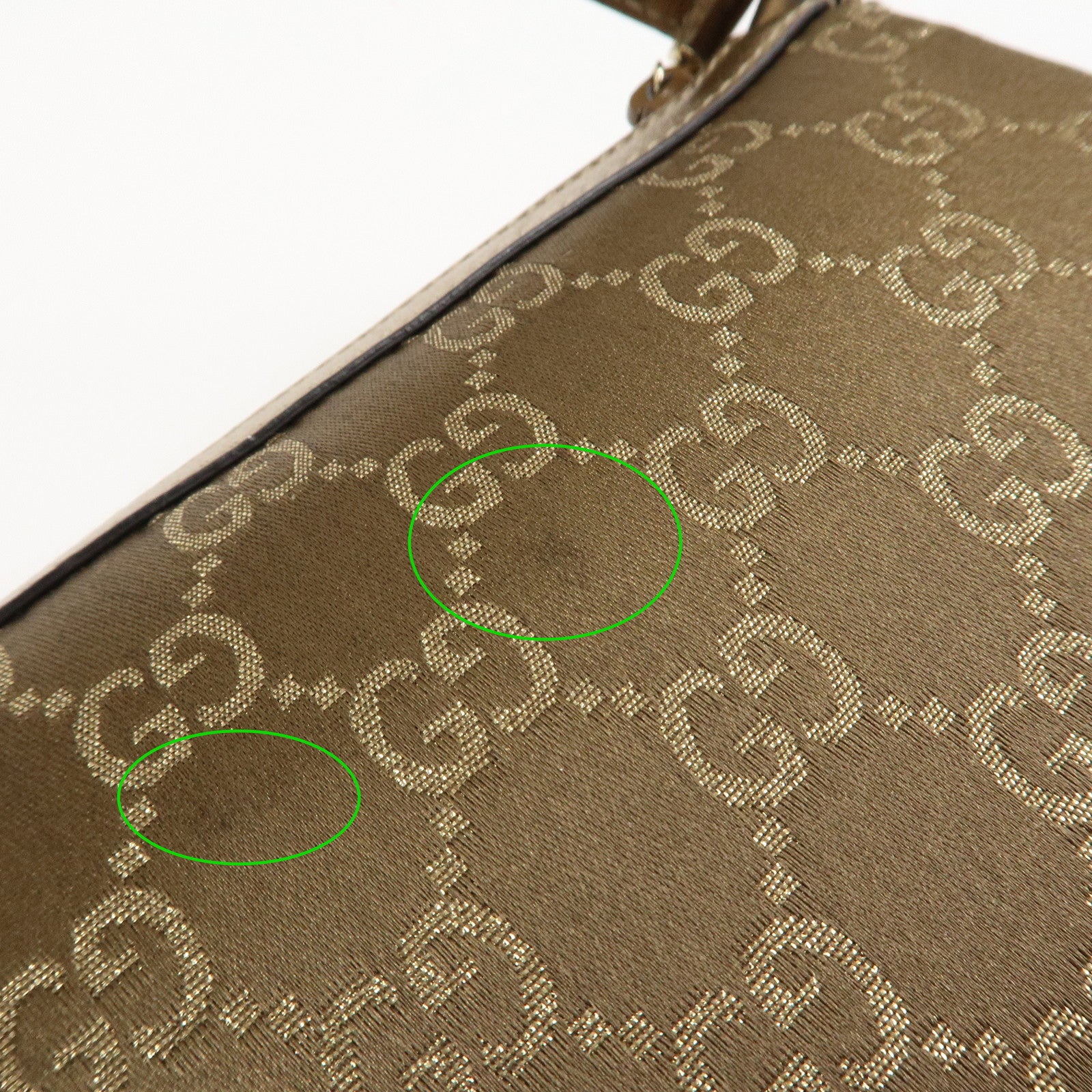 GUCCI Abbey Guccissima GG Satin Leather Hand Bag Gold 145750 Used