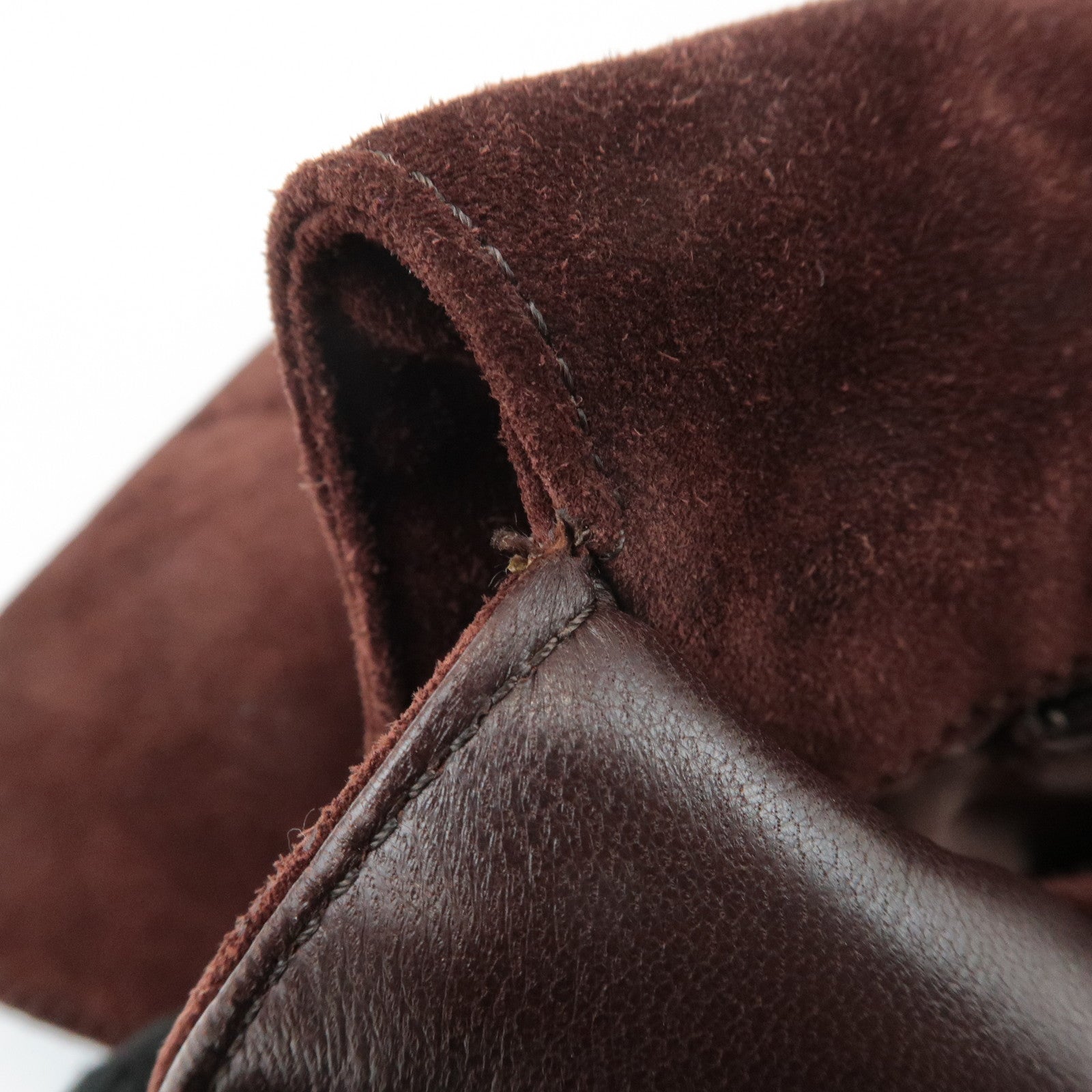 CHANEL COCO Mark Suede Leather Fringe Shoulder Bag Brown Used