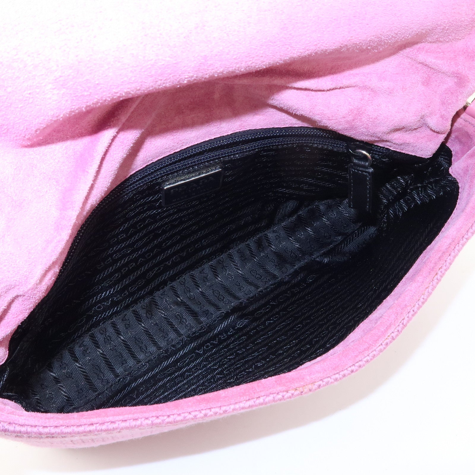 PRADA Wool Leather Shoulder Bag Lavender Used