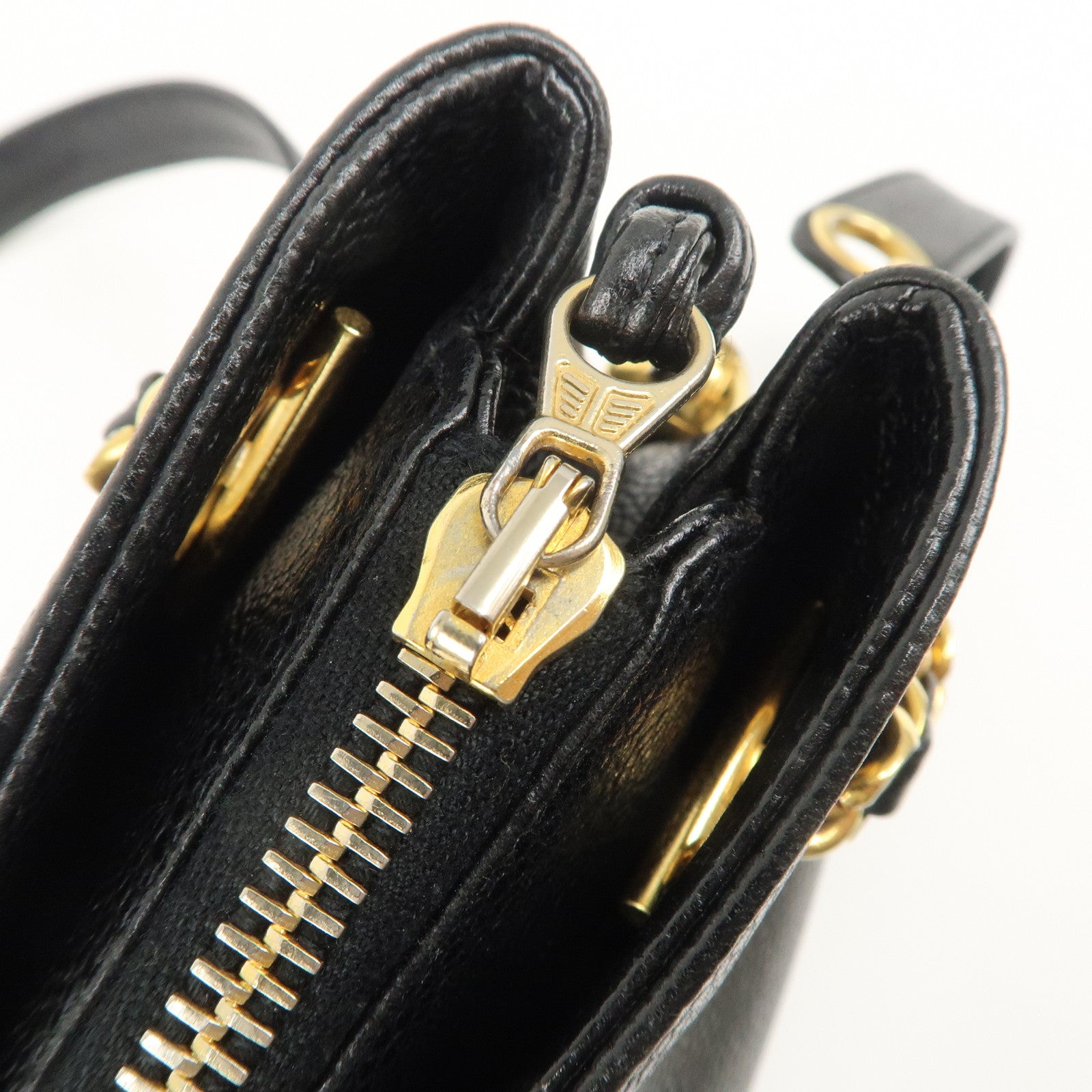 CHANEL Caviar Skin COCO Mark Chain Tote Bag Shoulder Bag Black Used